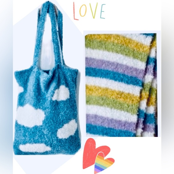 Free People Handbags - Free People NWT Beautiful Lined Tote Bag Colorful Coordinated Stripe Scarf Gift